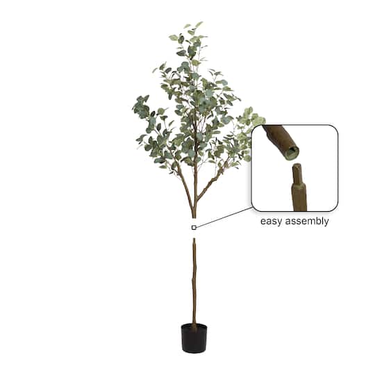 Kate and Laurel 6ft. Eudora Faux Eucalyptus Tree with Natural Planter